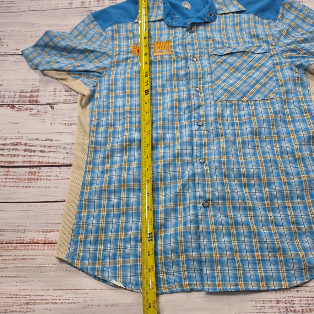 Club Ride Cycling Shirt Mens Medium Blue Plaid Good Vented Zipper Snap MTB Top - Picture 9 of 13